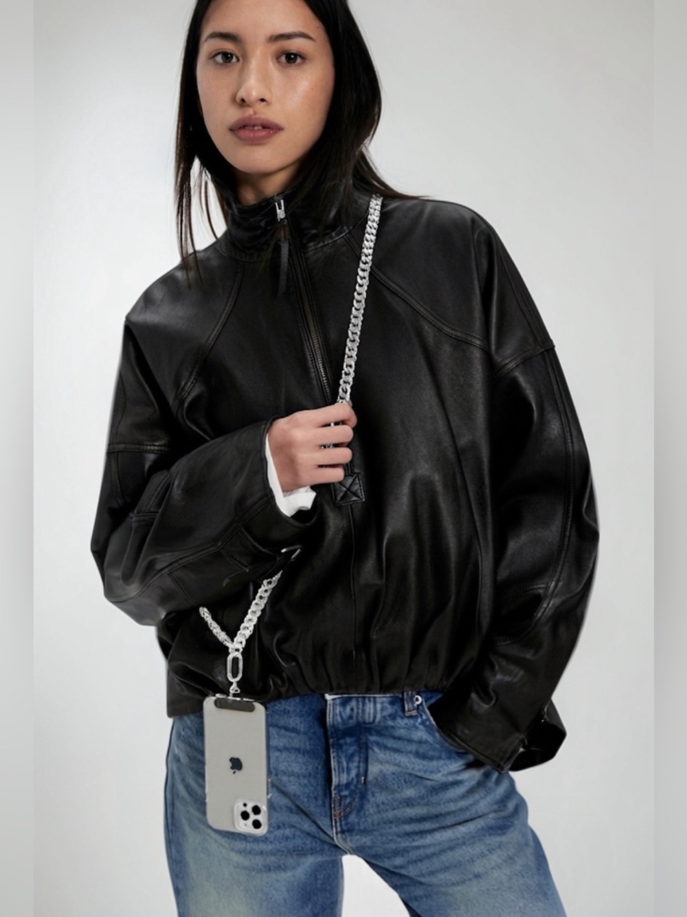 Free People Chunky Chain Phone Crossbody in Silver - New With Tags!